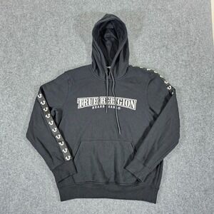 Y2K True Religion Graphic Sweatshirt Hoodie Black‎ Men's Size Medium Streetwear